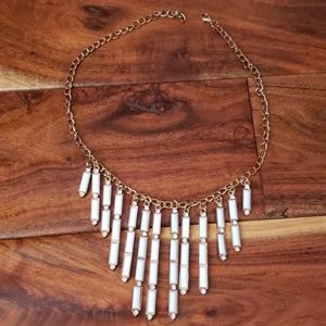 White gold crystal diamond statement necklace